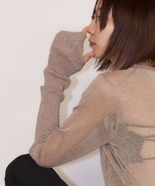 Auntie Rosa Holiday(アンティローザホリデー)の「フィンガーホールラメシアープルオーバー(ニット/セーター・レディース・シルバー/ライトグリーン/シャンパン・FREE)」の21枚目の写真