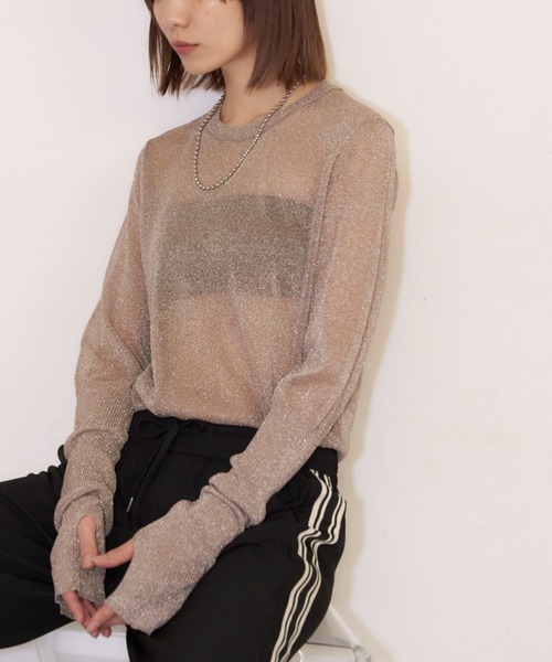 Auntie Rosa Holiday(アンティローザホリデー)の「フィンガーホールラメシアープルオーバー(ニット/セーター・レディース・シルバー/ライトグリーン/シャンパン・FREE)」の22枚目の写真