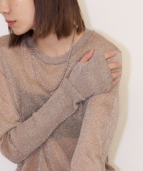 Auntie Rosa Holiday(アンティローザホリデー)の「フィンガーホールラメシアープルオーバー(ニット/セーター・レディース・シルバー/ライトグリーン/シャンパン・FREE)」の19枚目の写真