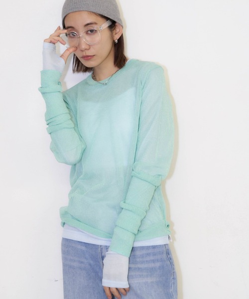Auntie Rosa Holiday(アンティローザホリデー)の「フィンガーホールラメシアープルオーバー(ニット/セーター・レディース・シルバー/ライトグリーン/シャンパン・FREE)」の8枚目の写真