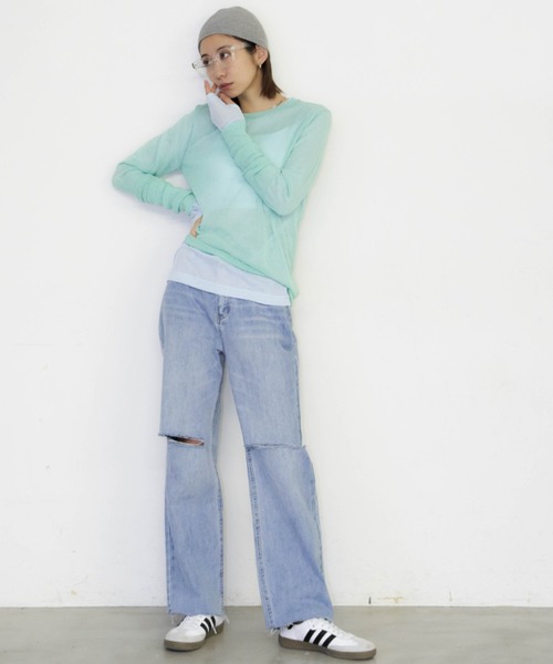 Auntie Rosa Holiday(アンティローザホリデー)の「フィンガーホールラメシアープルオーバー(ニット/セーター・レディース・シルバー/ライトグリーン/シャンパン・FREE)」の10枚目の写真