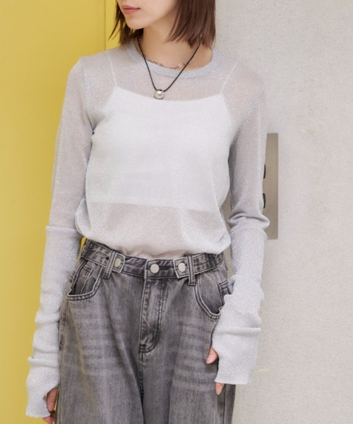 Auntie Rosa Holiday(アンティローザホリデー)の「フィンガーホールラメシアープルオーバー(ニット/セーター・レディース・シルバー/ライトグリーン/シャンパン・FREE)」の20枚目の写真