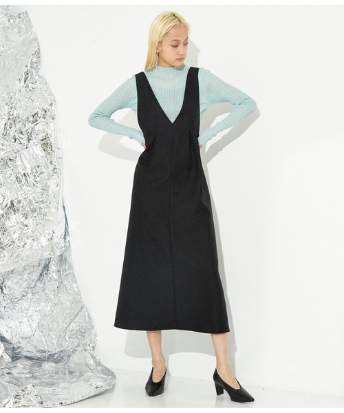 Settimissimo（セッティミッシモ）の「ディープVネック タックデザイン ロングワンピース（ワンピース・レディース・モカ/ブラック・M）」の19枚目の写真