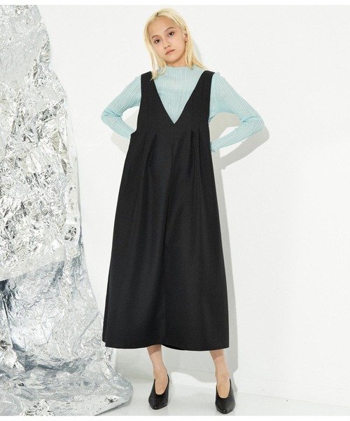 Settimissimo（セッティミッシモ）の「ディープVネック タックデザイン ロングワンピース（ワンピース・レディース・モカ/ブラック・M）」の20枚目の写真