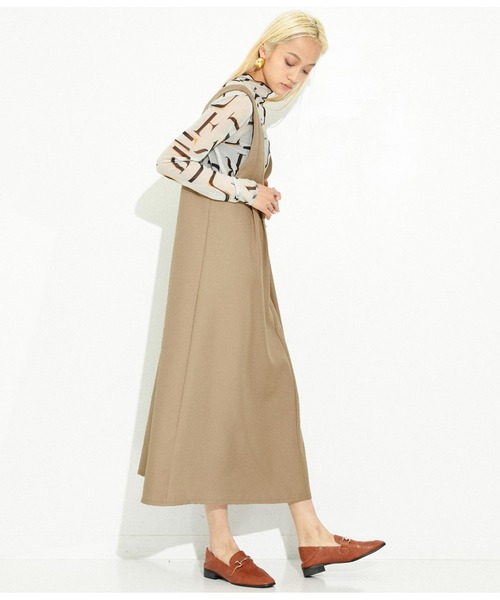 Settimissimo（セッティミッシモ）の「ディープVネック タックデザイン ロングワンピース（ワンピース・レディース・モカ/ブラック・M）」の7枚目の写真