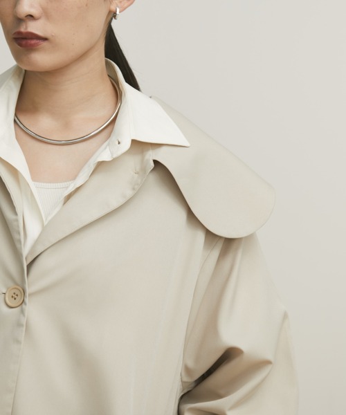 MERLOT（メルロー）の「丸襟ステンカラーコート（ステンカラーコート・レディース・ライトグリーン/ベージュ・FREE）」の5枚目の写真