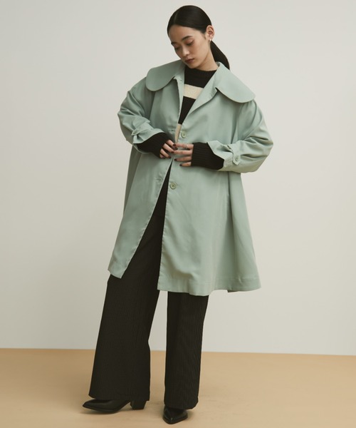 MERLOT（メルロー）の「丸襟ステンカラーコート（ステンカラーコート・レディース・ライトグリーン/ベージュ・FREE）」の8枚目の写真