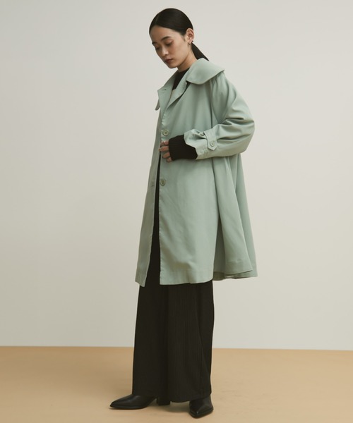 MERLOT（メルロー）の「丸襟ステンカラーコート（ステンカラーコート・レディース・ライトグリーン/ベージュ・FREE）」の9枚目の写真