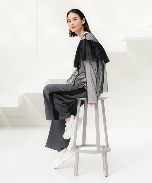 LAKOLE（ラコレ）の「チュールフリルプルオーバー / 108142（その他トップス・レディース・ライトブルー/ブラック/アイボリー・MEDIUM/SMALL）」の7枚目の写真