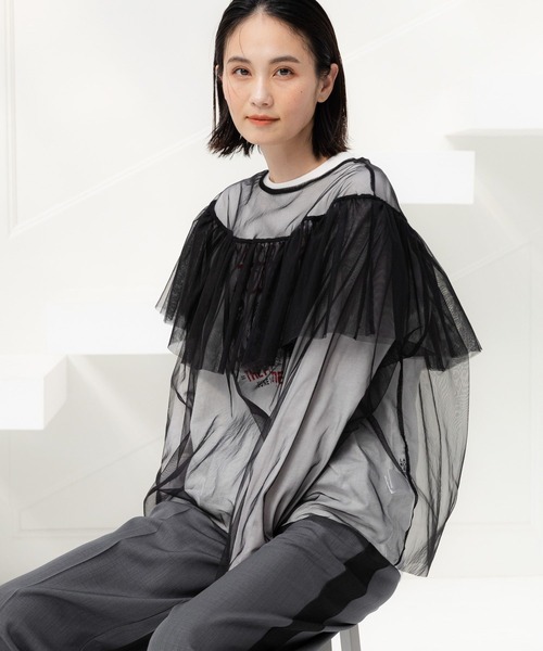 LAKOLE（ラコレ）の「チュールフリルプルオーバー / 108142（その他トップス・レディース・ライトブルー/ブラック/アイボリー・MEDIUM/SMALL）」の9枚目の写真