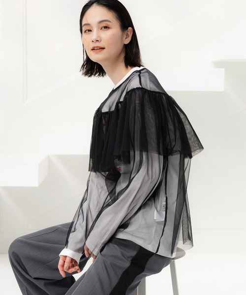 LAKOLE（ラコレ）の「チュールフリルプルオーバー / 108142（その他トップス・レディース・ライトブルー/ブラック/アイボリー・MEDIUM/SMALL）」の10枚目の写真