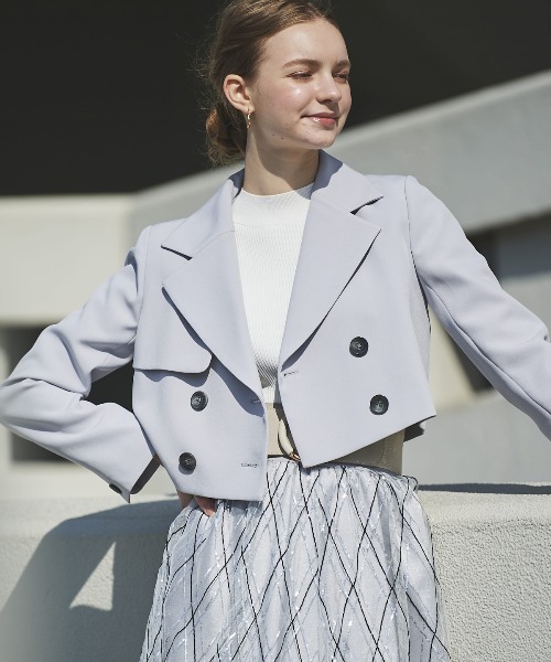 【セール】ダブルクロスショートトレンチ（トレンチコート）｜And Couture（アンドクチュール）