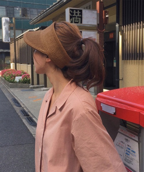 Miniministore(ミニミニストア)の「バイザーハット レディースストローハット(サンバイザー・レディース・ブラウン/ベージュ/アイボリー/ブラック/オフホワイト・FREE)」の7枚目の写真