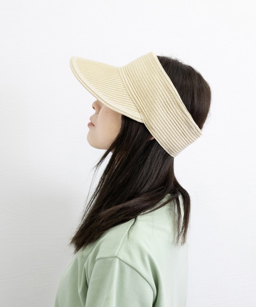 Miniministore(ミニミニストア)の「バイザーハット レディースストローハット(サンバイザー・レディース・ブラウン/ベージュ/アイボリー/ブラック/オフホワイト・FREE)」の20枚目の写真