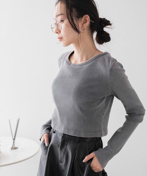 WEGO(ウィゴー)の「WEGO/ヴィンテージウォッシュリブロンT(Tシャツ/カットソー・レディース・オフホワイト/スミクロ/ライム・FREE)」の3枚目の写真