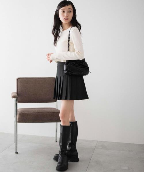 WEGO(ウィゴー)の「WEGO/ヴィンテージウォッシュリブロンT(Tシャツ/カットソー・レディース・オフホワイト/スミクロ/ライム・FREE)」の4枚目の写真