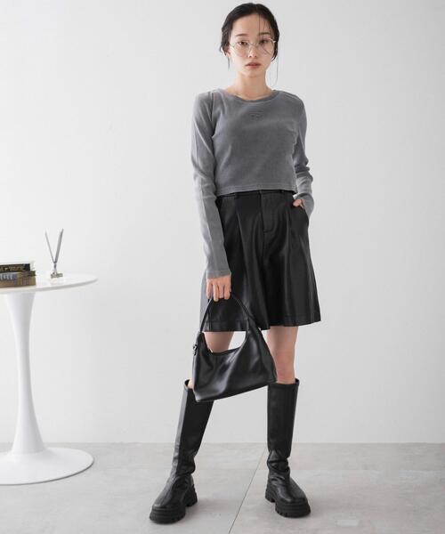 WEGO(ウィゴー)の「WEGO/ヴィンテージウォッシュリブロンT(Tシャツ/カットソー・レディース・オフホワイト/スミクロ/ライム・FREE)」の5枚目の写真