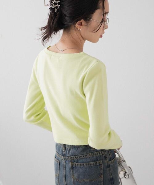 WEGO(ウィゴー)の「WEGO/ヴィンテージウォッシュリブロンT(Tシャツ/カットソー・レディース・オフホワイト/スミクロ/ライム・FREE)」の18枚目の写真