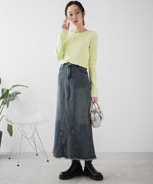 WEGO(ウィゴー)の「WEGO/ヴィンテージウォッシュリブロンT(Tシャツ/カットソー・レディース・オフホワイト/スミクロ/ライム・FREE)」の20枚目の写真