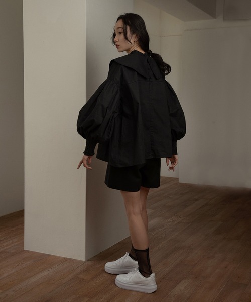 I_am（アイアム）の「removal collar volume sleeve blouse / リムーヴァルカラーボリュームスリーブブラウス（シャツ/ブラウス・レディース・ブラック/ホワイト系その他/チェック・FREE）」の21枚目の写真