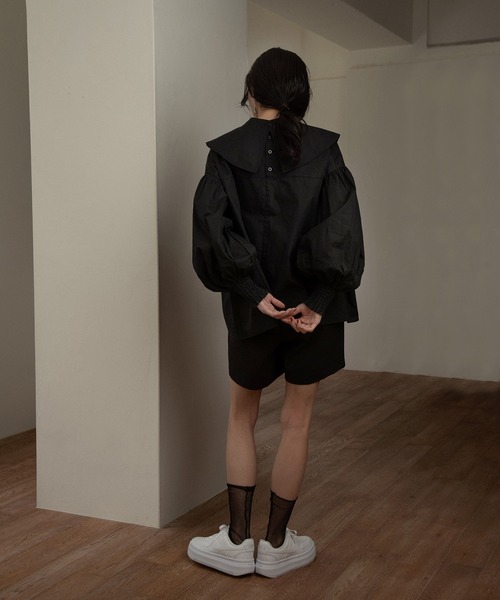 I_am（アイアム）の「removal collar volume sleeve blouse / リムーヴァルカラーボリュームスリーブブラウス（シャツ/ブラウス・レディース・ブラック/ホワイト系その他/チェック・FREE）」の22枚目の写真