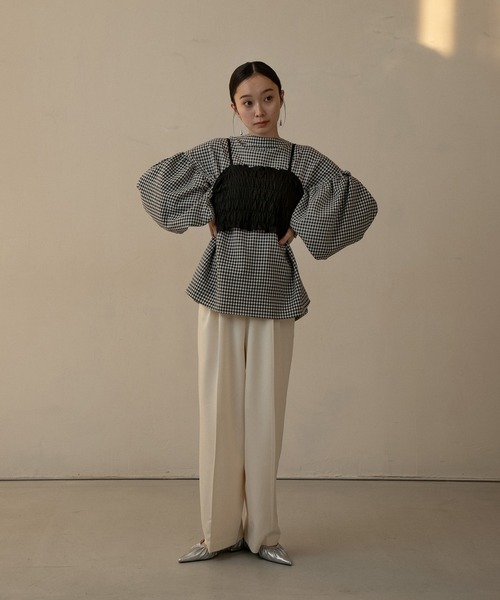 I_am（アイアム）の「removal collar volume sleeve blouse / リムーヴァルカラーボリュームスリーブブラウス（シャツ/ブラウス・レディース・ブラック/ホワイト系その他/チェック・FREE）」の17枚目の写真