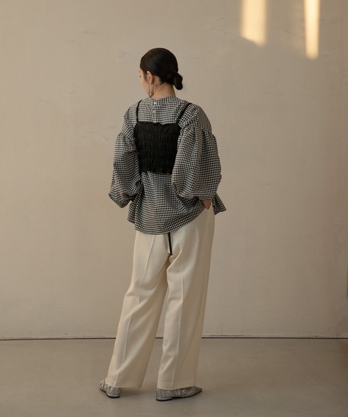 I_am（アイアム）の「removal collar volume sleeve blouse / リムーヴァルカラーボリュームスリーブブラウス（シャツ/ブラウス・レディース・ブラック/ホワイト系その他/チェック・FREE）」の18枚目の写真