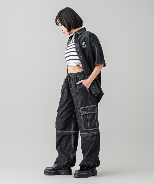 X-girl(エックスガール)の「FACE PIGMENT DYED S/S SHIRT(シャツ/ブラウス・レディース・ブラック/オリーブ/レッド・S/M)」の9枚目の写真