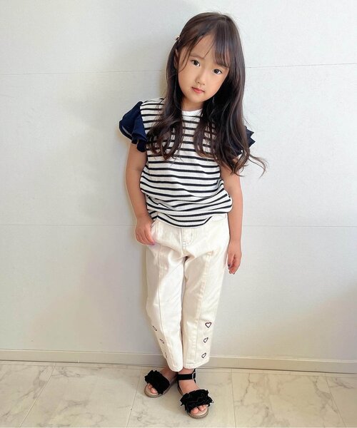 apres les cours(アプレレクール)の「ワッフルフリルTシャツ(Tシャツ/カットソー・キッズ・アイボリー/サックスブルー/その他2/ネイビー/グリーン/ピンク・80/90/100/110/120/130/140)」の8枚目の写真