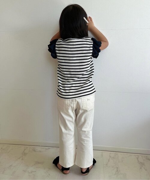 apres les cours(アプレレクール)の「ワッフルフリルTシャツ(Tシャツ/カットソー・キッズ・アイボリー/サックスブルー/その他2/ネイビー/グリーン/ピンク・80/90/100/110/120/130/140)」の9枚目の写真
