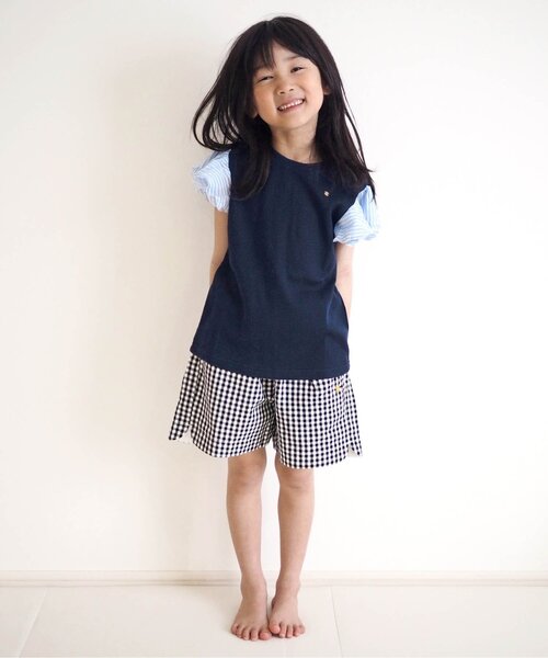 apres les cours(アプレレクール)の「ワッフルフリルTシャツ(Tシャツ/カットソー・キッズ・アイボリー/サックスブルー/その他2/ネイビー/グリーン/ピンク・80/90/100/110/120/130/140)」の10枚目の写真