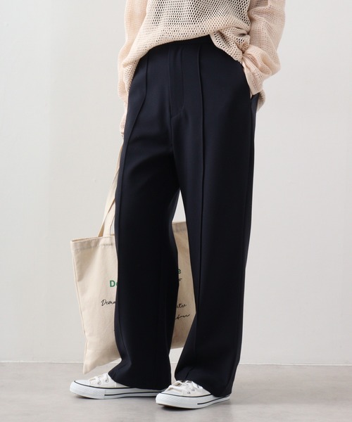 Abanicos ソフトツイル ピンタック ストレートパンツ