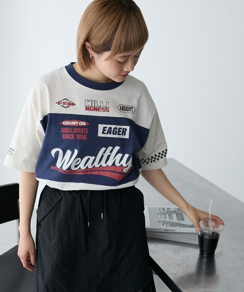 forksy.(フォルクシー)の「【forksy.】モトクロスグラフィックTシャツ(Tシャツ/カットソー・レディース・ライム/ブラック/アイボリー・FREE)」の4枚目の写真