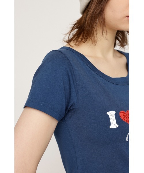 SLY（スライ）の「HinaYoshiharaxSLY TINY T/SH ヒナヨシハラ スライ タイニー Tシャツ（Tシャツ/カットソー・レディース・オフホワイト/杢グレー/ネイビー・FREE）」の21枚目の写真