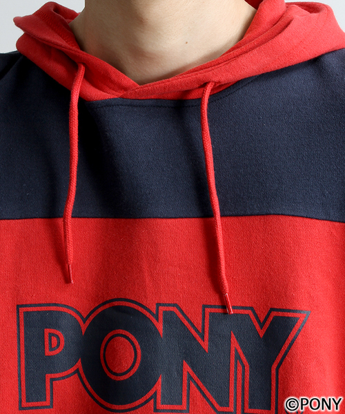 PONY（ポニー）の「∴WEGO/PONYメッシュロゴプルパーカー（パーカー・メンズ・ネイビー/レッド・LARGE/MEDIUM）」の5枚目の写真