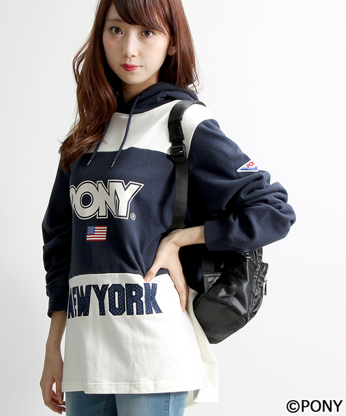 PONY（ポニー）の「∴WEGO/PONYメッシュロゴプルパーカー（パーカー・メンズ・ネイビー/レッド・LARGE/MEDIUM）」の3枚目の写真
