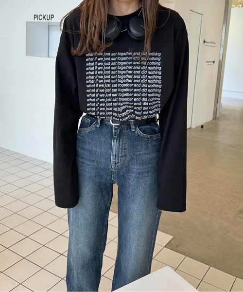 LE MORE(リモア)の「オーバーサイズレタリングロンT(Tシャツ/カットソー・レディース・ブラック/オートミール/グレー・FREE)」の5枚目の写真