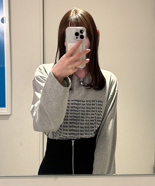 LE MORE(リモア)の「オーバーサイズレタリングロンT(Tシャツ/カットソー・レディース・ブラック/オートミール/グレー・FREE)」の10枚目の写真