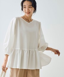 ドゥロワー シアサッカー 異素材ブラウス コットンシルク ホワイト 白 長袖 1 pb4149-13_1.jpg