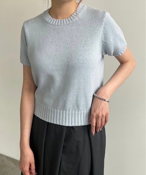 DAIS-Y（デイジー）の「サマー半袖ニット（ニット/セーター・レディース・ライトブルー/アイボリー/ピンク・FREE）」の2枚目の写真