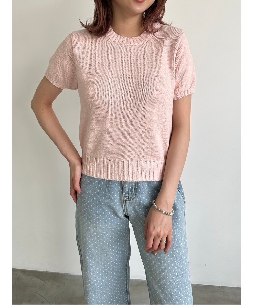 DAIS-Y（デイジー）の「サマー半袖ニット（ニット/セーター・レディース・ライトブルー/アイボリー/ピンク・FREE）」の12枚目の写真