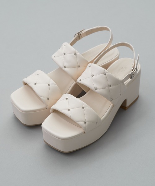 ビジュースタッズ付きキルティングサンダル NICE CLAUP one after another NICE CLAUP（ワンアフターアナザーナイ