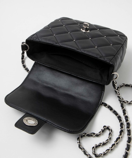 WEGO（ウィゴー）の「WEGO/スタッズ付きキルティングショルダー（ショルダーバッグ・レディース・ホワイト/ブラック・FREE）」の7枚目の写真