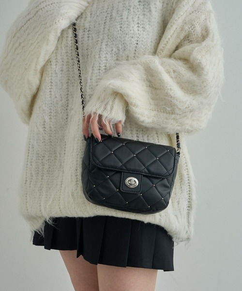 WEGO（ウィゴー）の「WEGO/スタッズ付きキルティングショルダー（ショルダーバッグ・レディース・ホワイト/ブラック・FREE）」の15枚目の写真