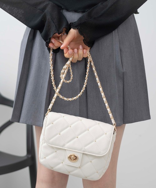 Darich♡キルティングスタッズ付きショルダーバッグ WEGO/スタッズ付きキルティングショルダー（ショルダーバッグ