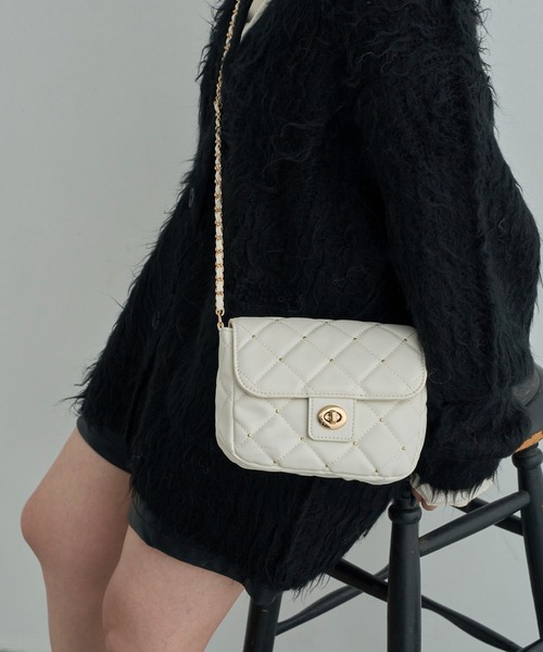 WEGO（ウィゴー）の「WEGO/スタッズ付きキルティングショルダー（ショルダーバッグ・レディース・ホワイト/ブラック・FREE）」の13枚目の写真