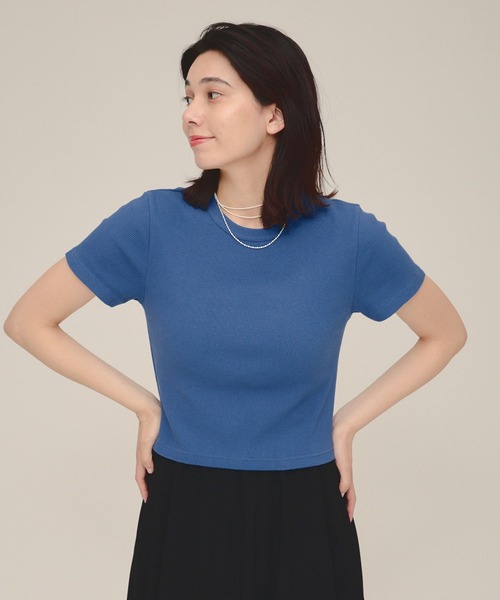 eL（エル）の「【eL】Rib Just Tee/105145（Tシャツ/カットソー・レディース・ブルー/ホワイト/ブラック/イエロー系その他/ブルー系その他/レッド・FREE）」の3枚目の写真