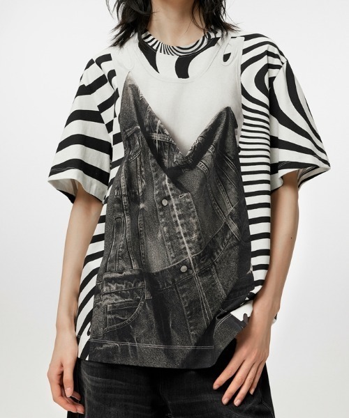 JNBY(ジェーエヌビーワイ)の「Eye-catching Printed Loose-fit Cotton T-shirt(Tシャツ/カットソー・レディース・ブラック系その他/ブルー系その他4/ピンク系その他5・38/36)」の5枚目の写真