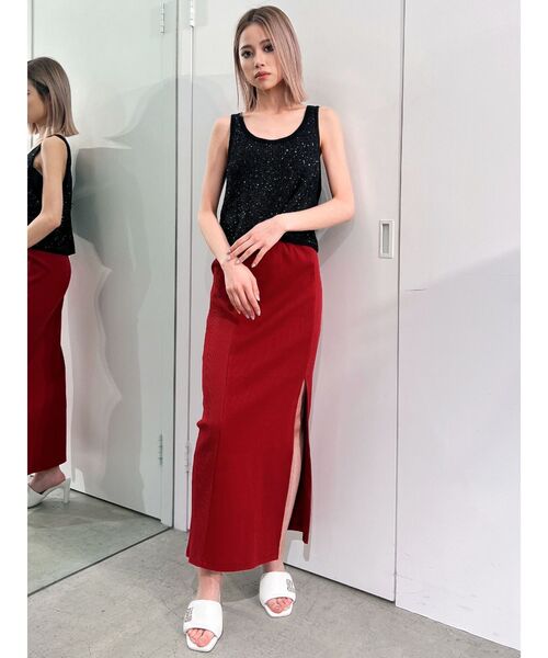 GYDA（ジェイダ）の「ラメスパンコールLOOSEニットタンクトップ（タンクトップ・レディース・ベージュ/オフホワイト/ブラック・FREE）」の12枚目の写真