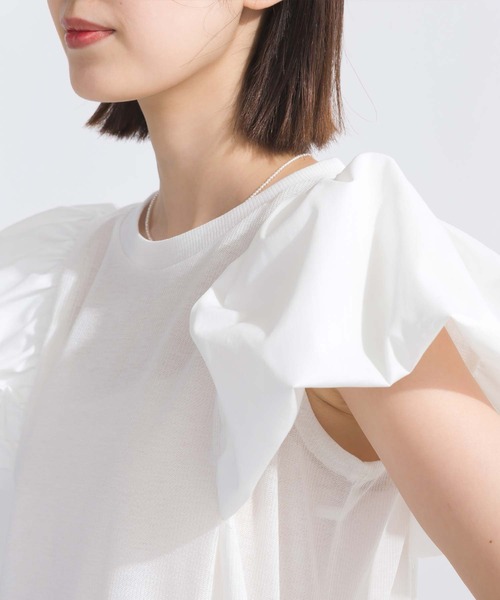 PICCIN（ピッチン）の「【WEB限定】ボリュームスリーブシアーラメテレコプルオーバー（Tシャツ/カットソー・レディース・ブラック/オフホワイト・L/M）」の19枚目の写真